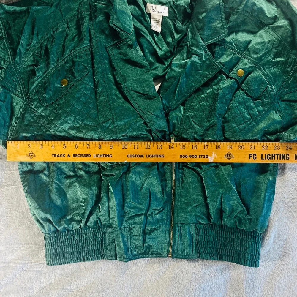 Vintage quilted bomber‎ jacket emerald green 80s 90s cropped nylon L